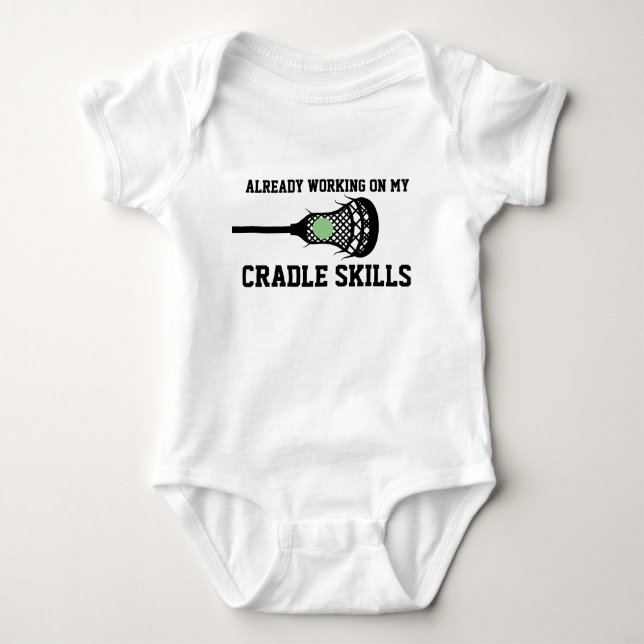 Future Lacrosse Player Baby Funny Cradle Skills Ba Bodysuit (Front)