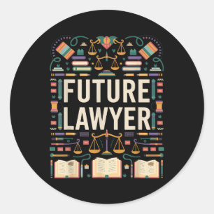 Future Lawyer Graduation School Kids Toddler Women Classic Round Sticker