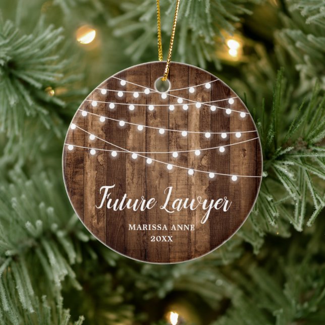Future Lawyer Personalised Rustic Law School Ceramic Tree Decoration (Tree)