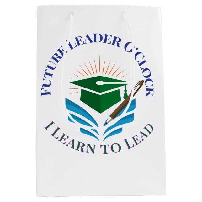 Future Leader O'Clock – Learn to Lead | Motivation Medium Gift Bag (Front)
