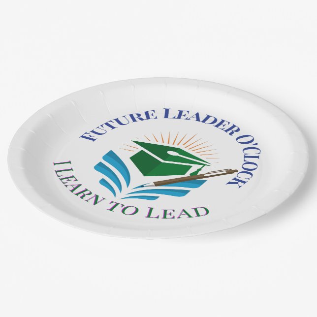 Future Leader O'Clock – Learn to Lead | Motivation Paper Plate (Angled)