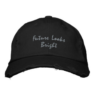 Future Looks Bright New Year Wishes Black Fresh Embroidered Hat