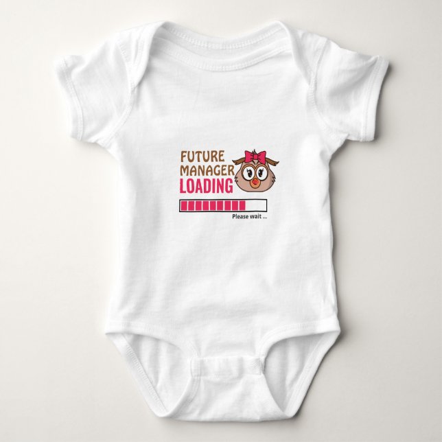 Future Manager Loading Funny Owl Shower Girly Baby Bodysuit (Front)