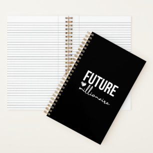 'Future Millionaire' Ambition Black & White Notebook