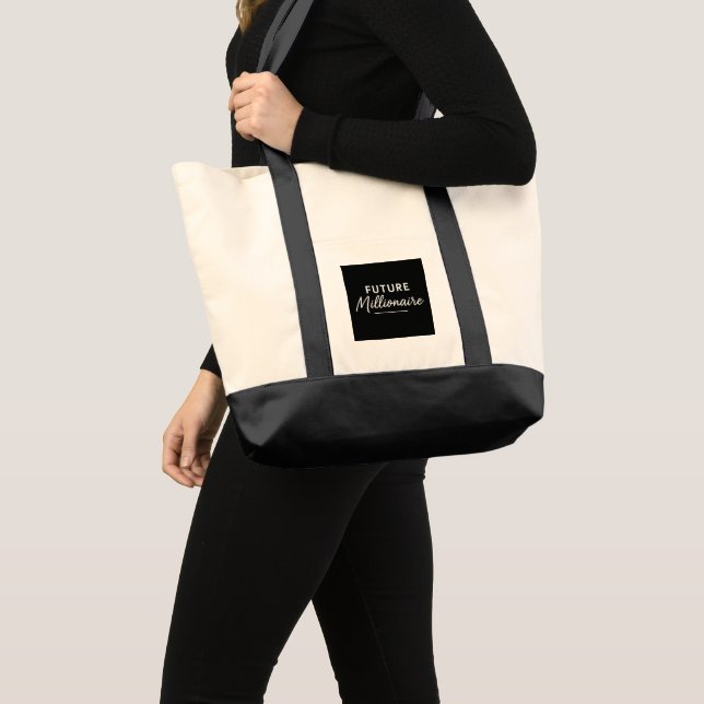 Future Millionaire Bold Black Typography Modern  Tote Bag (Front (Product))