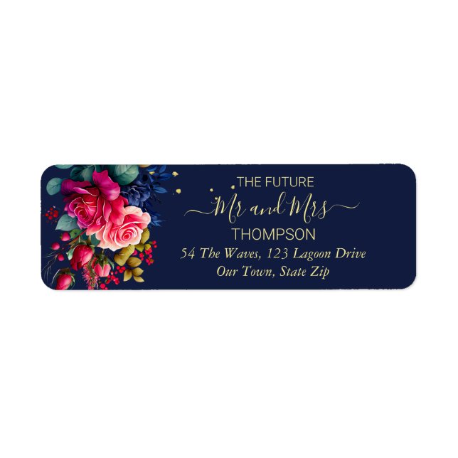 Future mr and mrs navy blue hot pink roses (Front)