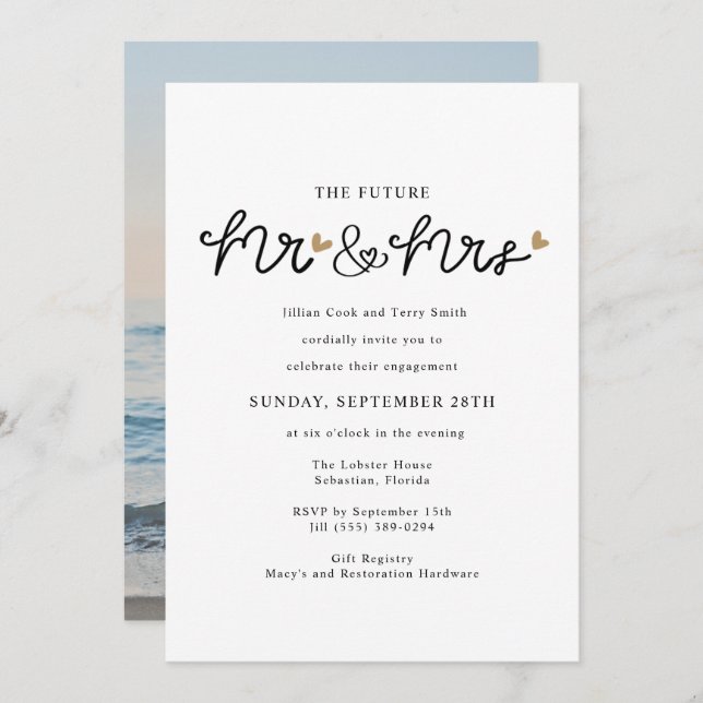 Future Mr and Mrs Photo Engagement Party Invitation (Front/Back)