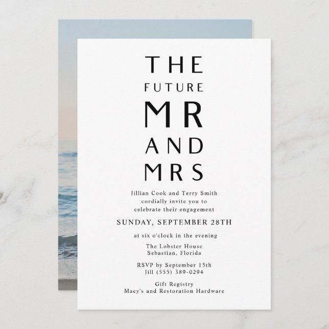 Future Mr and Mrs Photo Engagement Party Invitation (Front/Back)