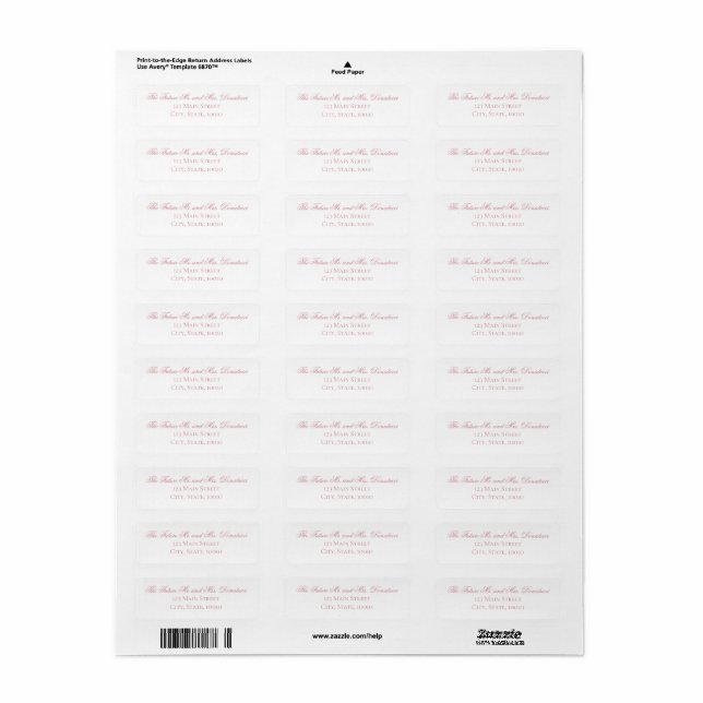 Future Mr. and Mrs. Return Address Label (Full Sheet)
