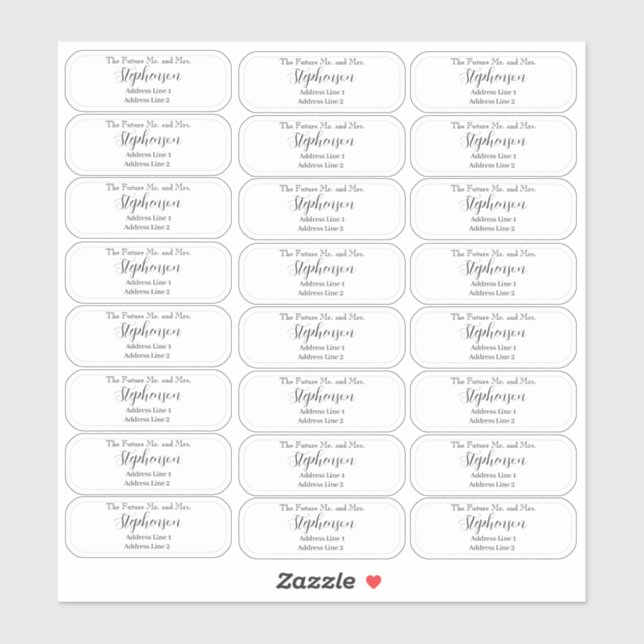 Future Mr and Mrs Return Address Transparent  (Sheet)