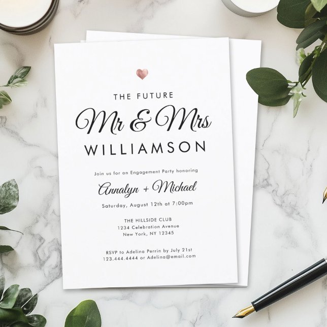 Future Mr and Mrs Rose Gold Engagement Party Invitation (Creator Uploaded)