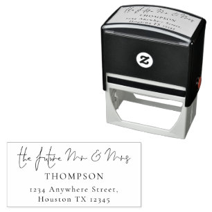 Future Mr and Mrs Script Name Return Address  Self-inking Stamp
