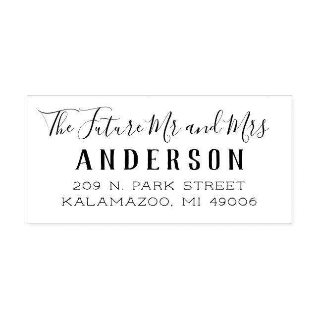 Future Mr and Mrs Script Wedding Return Address Rubber Stamp (Imprint)
