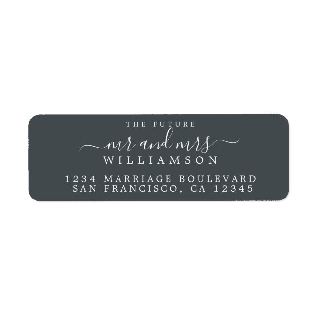 Future Mr Mrs Black White Wedding Return Address (Front)