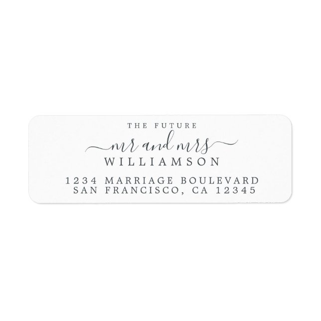Future Mr Mrs Black White Wedding Return Address (Front)