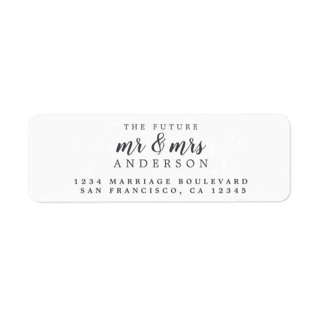 Future Mr Mrs Black White Wedding Return Address (Front)