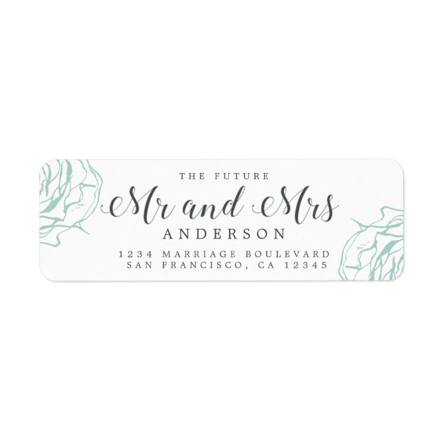 Future Mr Mrs Blue Floral Wedding Return Address (Front)