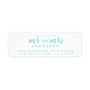Future Mr Mrs Blue Ink Script Return Address