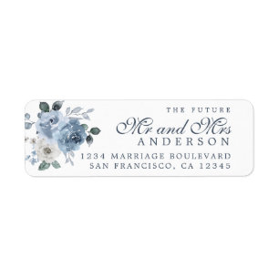 Future Mr Mrs Blue Ivory Floral Return Addres