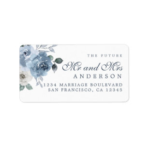 Future Mr Mrs Blue Ivory Floral Return Addres Labe Label