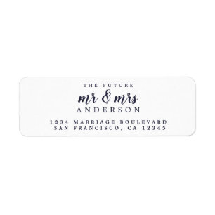 Future Mr Mrs Blue White Wedding Return Address