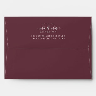 Future Mr Mrs Burgundy Return Address Envelope