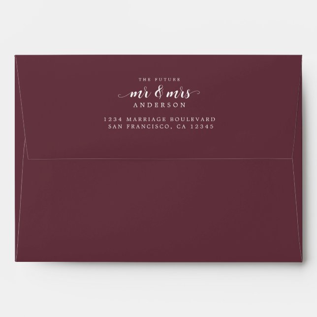 Future Mr Mrs Burgundy Return Address Envelope (Back (Top Flap))