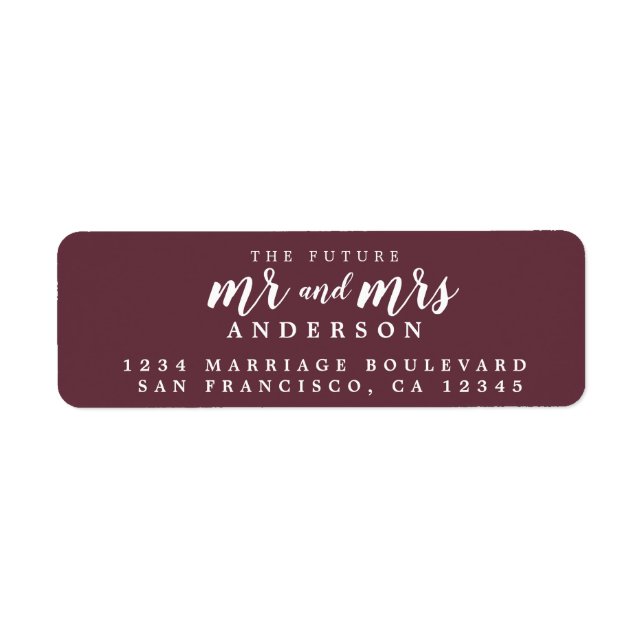 Future Mr Mrs Burgundy Wedding Return Address (Front)