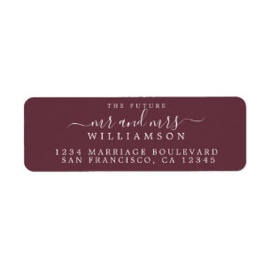Future Mr Mrs Burgundy Wedding Return Address