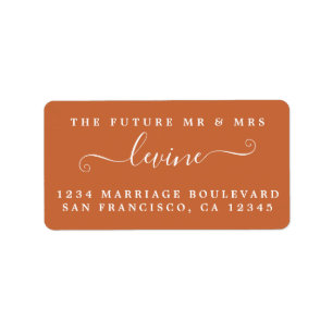 Future Mr Mrs Burnt Orange Wedding Return Address Label