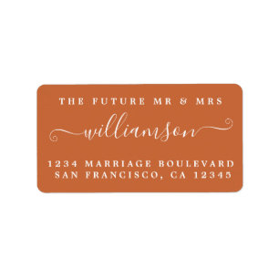 Future Mr Mrs Burnt Orange Wedding Return Address Label