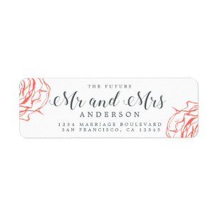 Future Mr Mrs Coral Floral Wedding Return Address