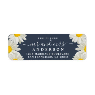 Future Mr Mrs Daisies Blue Wedding Return Address 