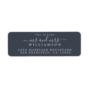 Future Mr Mrs Dark Blue Wedding Return Address