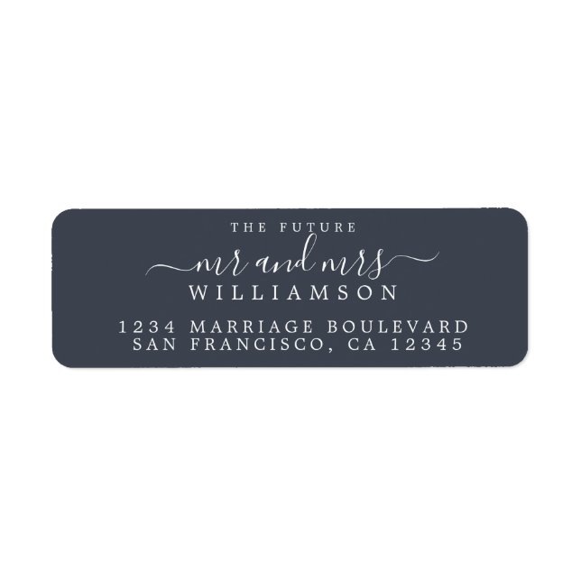 Future Mr Mrs Dark Blue Wedding Return Address (Front)