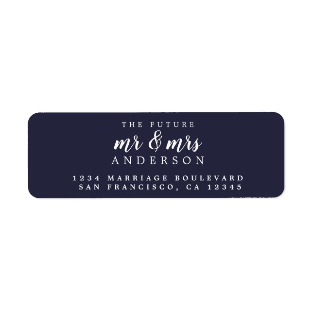 Future Mr Mrs Dark Blue Wedding  Return Address (Front)