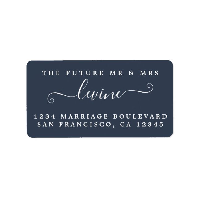 Future Mr Mrs Dark Blue Wedding Return Address Label (Front)