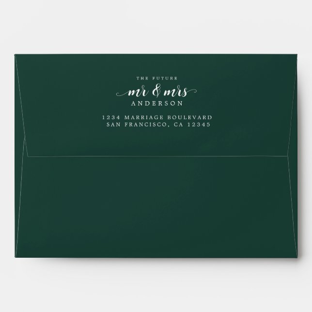 Future Mr Mrs Dark Green Return Address Envelope (Back (Top Flap))