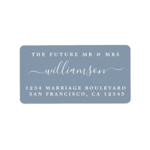 Future Mr Mrs Dusty Blue Wedding Return Address Label