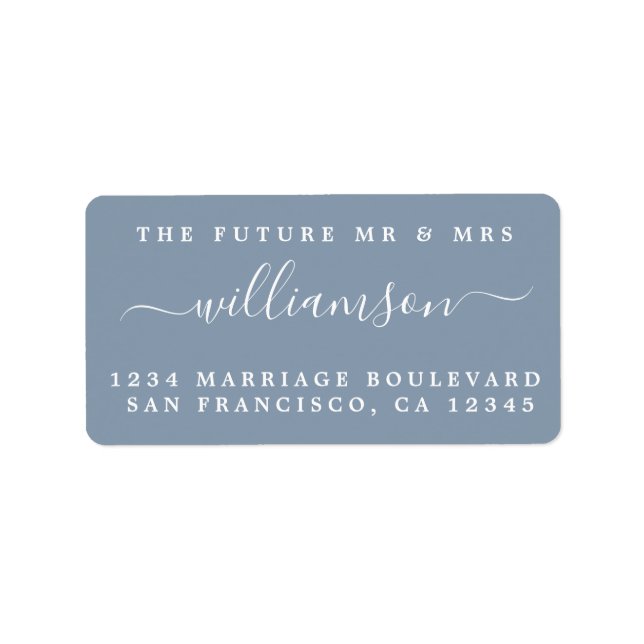 Future Mr Mrs Dusty Blue Wedding Return Address Label (Front)