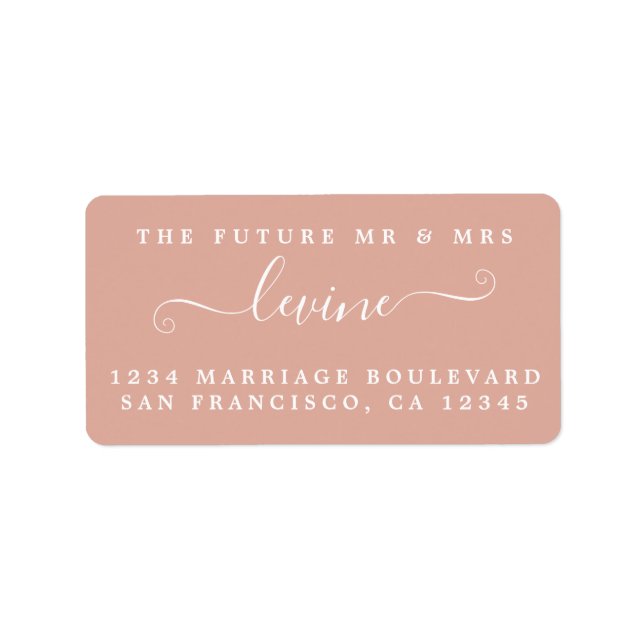 Future Mr Mrs Dusty Pink Wedding Return Address Label (Front)