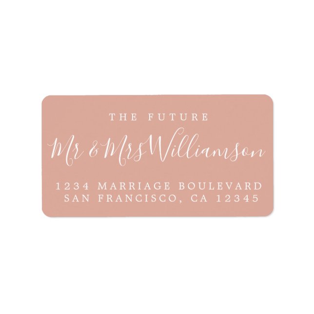 Future Mr Mrs Dusty Pink Wedding Return Address Label (Front)