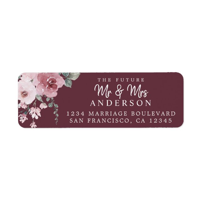 Future Mr Mrs Dusty Rose Floral Return Address (Front)
