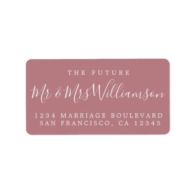 Future Mr Mrs Dusty Rose Wedding Return Address Label (Front)
