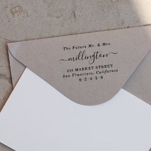 Future Mr & Mrs Elegant Script Name Return Address Rubber Stamp