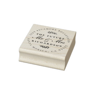 Future Mr & Mrs   Engaged Couple Return Address Rubber Stamp