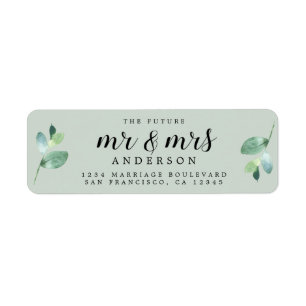 Future Mr Mrs Foliage Green Return Address Label