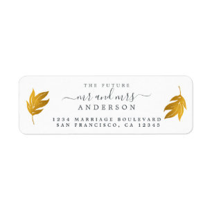 Future Mr Mrs Gold Leaf Wedding Return Address