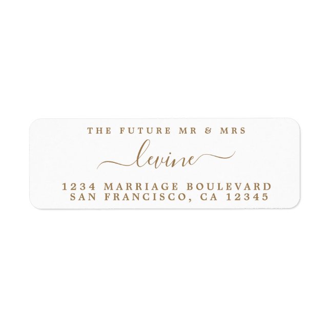 Future Mr Mrs Gold Script Wedding Return Address (Front)