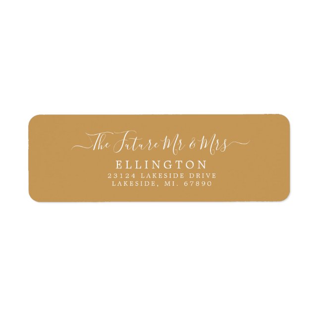 Future Mr & Mrs Gold Wedding Return Address Label (Front)